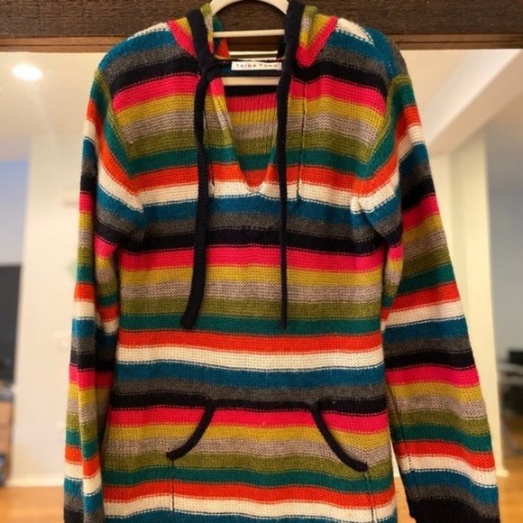 Mr Turk Alpaca Fur Oversized Hoodie rainbow stripe gorgeous